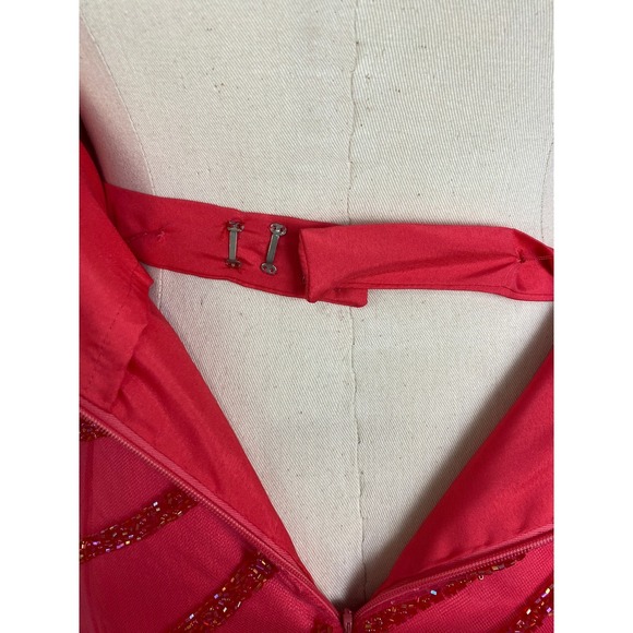 Caché Raspberry Pink Strapless Dress Rhinestone Gown Formal Prom M - Picture 10 of 14